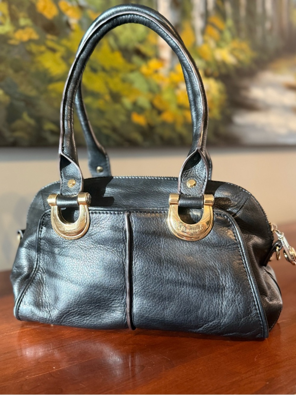 🖤 B. Makowsky Butter Soft Black Leather Bowling / Doctor’s Bag 🖤 - Picture 4 of 14